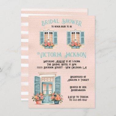 New Orleans Pink Bridal Shower Invitations