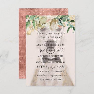 New Pet Dog Photo Flowers Gold Rose Spark Invitations