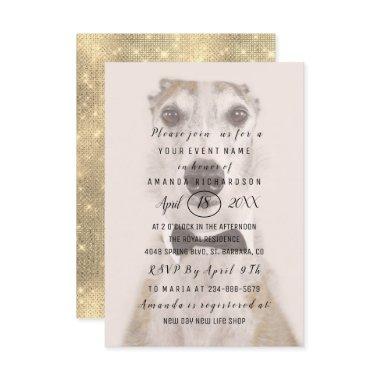 New Pet Dog Photo Gold Sepia Spark Simply Invitations