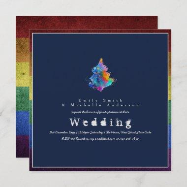 NEW Rainbow Christmas Tree LGBT Pride Gay Wedding Invitations
