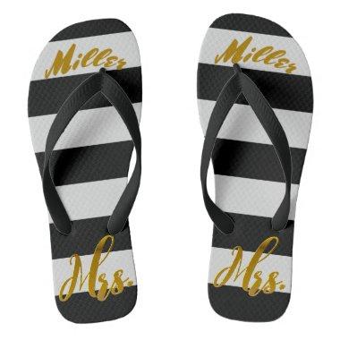 New Wife New Bride Mrs. Personalized Flip Flops