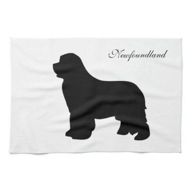 Newfoundland dog kitchen towel, black silhouette kitchen towel