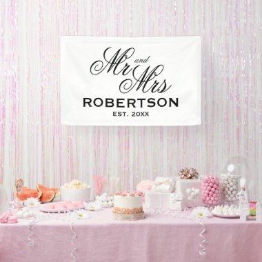 Newlywed Mr and Mrs custom wedding banner sign