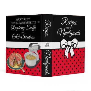 Newlywed Personalized Polka Dot Bow Red Recipes Mini Binder