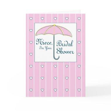 Niece, Bridal Shower Pink Umbrella Holiday Invitations