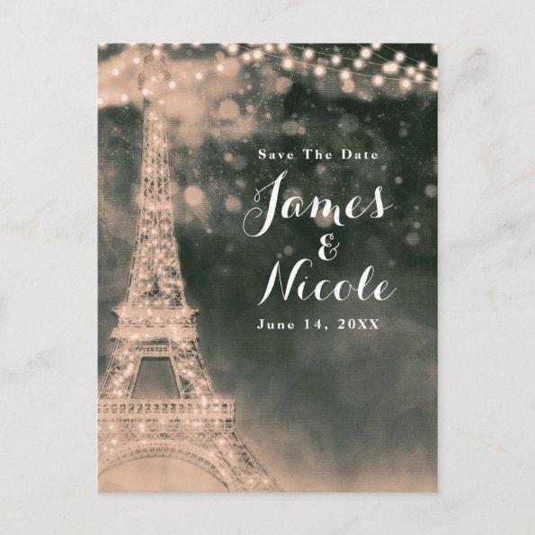 Night in Paris Eiffel Tower & Lights Save the Date Announcement PostInvitations