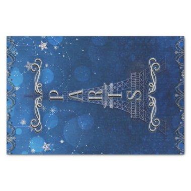 Night In Paris Under the Stars Blue Silver Party Tissue Paper