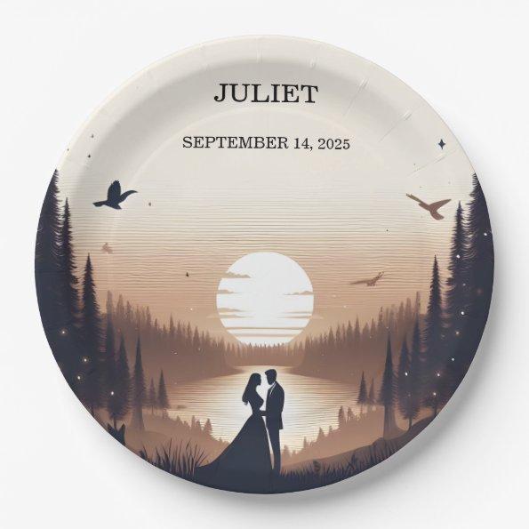 Night Sunset Moon Cloud Twilight  Paper Plates