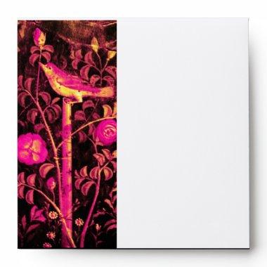 NIGHTINGALE WITH ROSES , Pink Black White Envelope