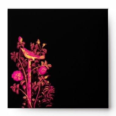 NIGHTINGALE WITH ROSES , Pink Black White Envelope