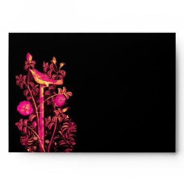NIGHTINGALE WITH ROSES , Pink Black Yellow White Envelope