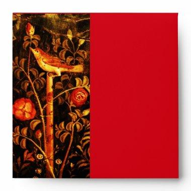 NIGHTINGALE WITH ROSES , Red Yellow Black Envelope