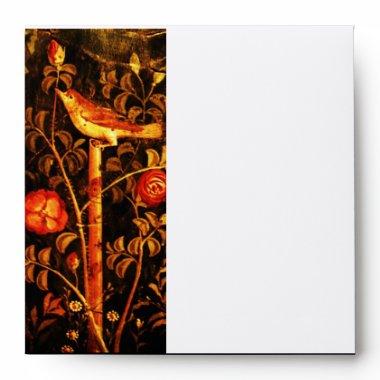 NIGHTINGALE WITH ROSES , Red Yellow Black White Envelope