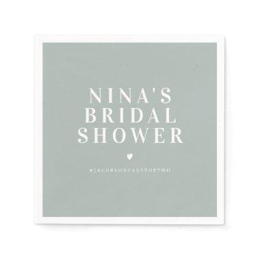 NINA Minimalist Bohemian Sage Green Bridal Shower Napkins