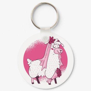 No Drama LLama BRIDE Funny Wedding  Keychain