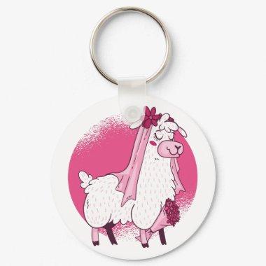 No Drama LLama BRIDE Funny Wedding Bridal Shower Keychain