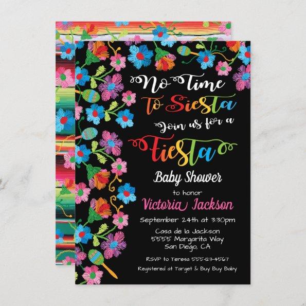 No time to siesta Mexican fiesta embroidery Invitations