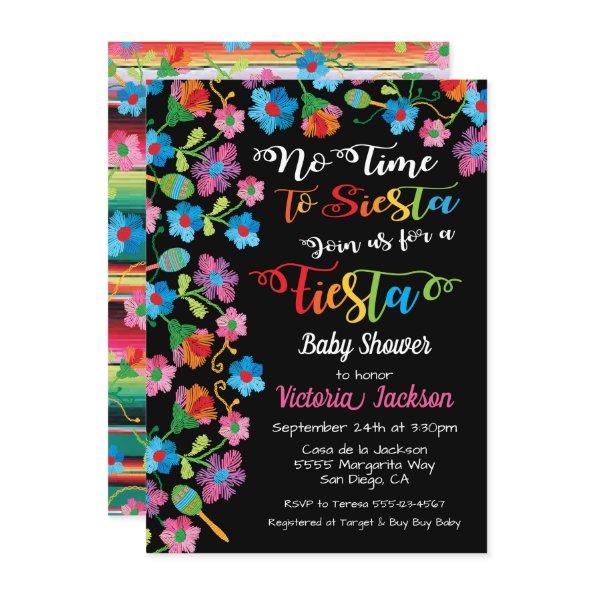 No time to siesta Mexican fiesta embroidery Invitations