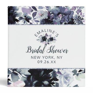Nocturnal Floral Navy Bridal Shower Recipe Invitations 3 Ring Binder