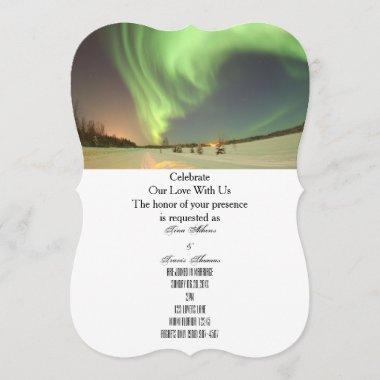 Northern Lights Menu Wedding Party Guests Bridal Invitations