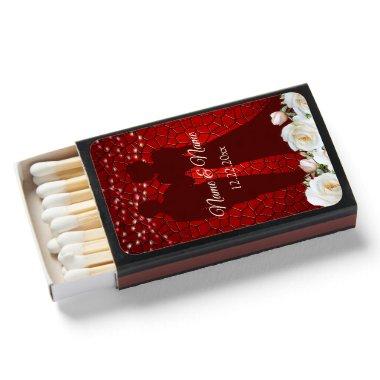 (NOT ASSEMBLED) Wedding Party Red White Floral Matchboxes