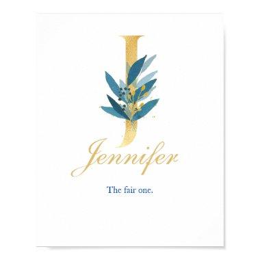 Nursery Print Name, Letter J, Baby girl wall art