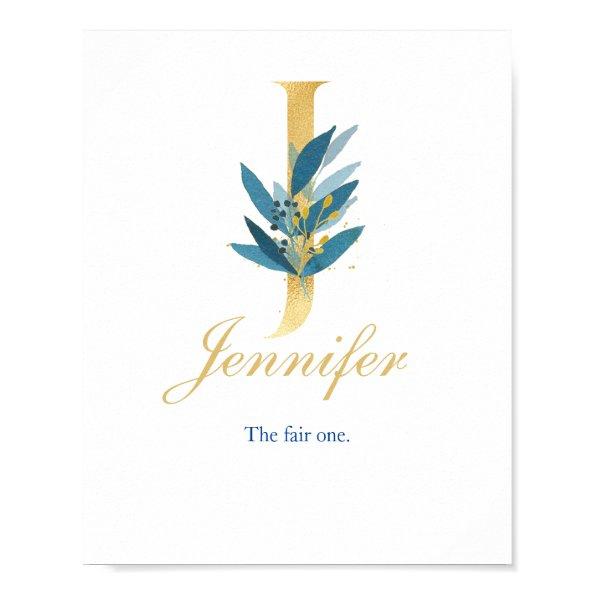 Nursery Print Name, Letter J, Baby girl wall art