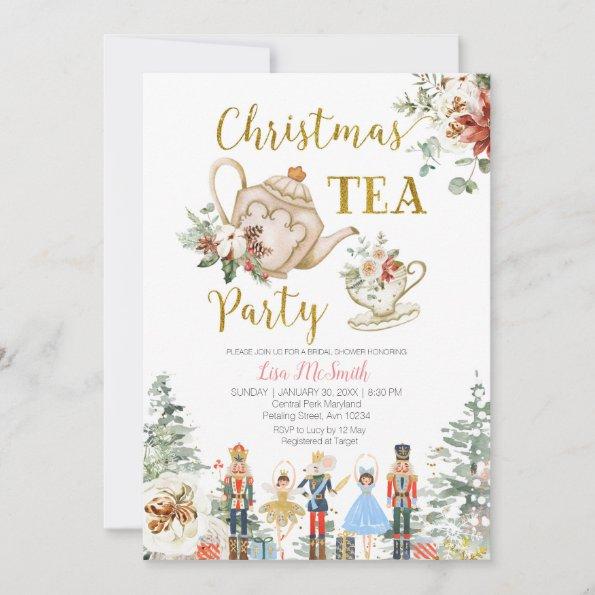 Nutcracker Christmas Bridal Shower Tea Party Invitations