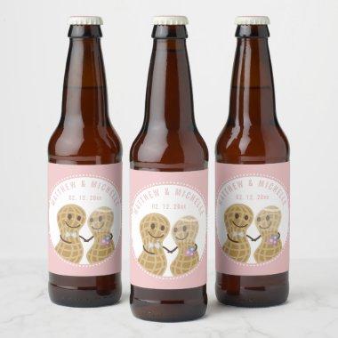 Nuts About Each Other Pink Wedding Bridal Shower Beer Bottle Label