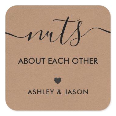 Nuts about Each Other Tags, Wedding Tag, Kraft Square Sticker