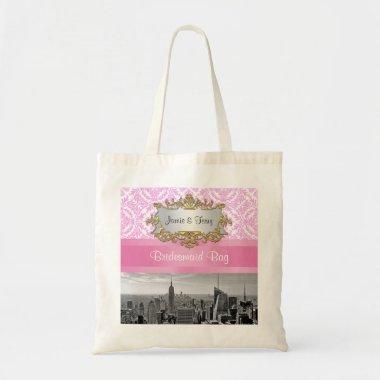 NY City Skyline D4P Pink Damask Canvas Bag