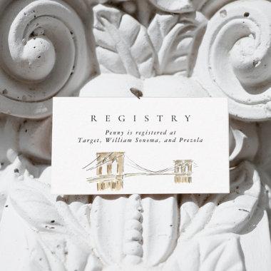 NYC Brooklyn Bridge Watercolor Bridal Registry Enclosure Invitations