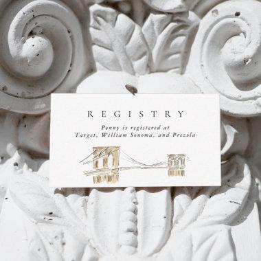 NYC Brooklyn Bridge Watercolor Bridal Registry Enclosure