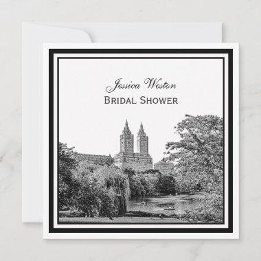 NYC Centrl Pk Lake San Remo Etchd SQ Bridal Shower Invitations