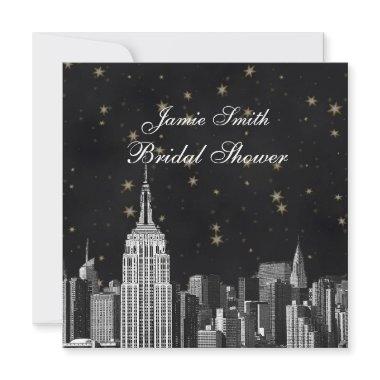 NYC ESB Skyline Etched Black Starry Bridal Showr