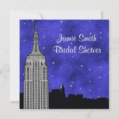 NYC ESB Skyline Silhouette Blu Strry Bridal Shower Invitations