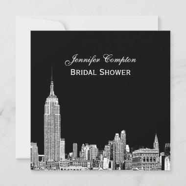 NYC Skyline 01 Etchd DIY BG Color SQ Bridal Shower Invitations