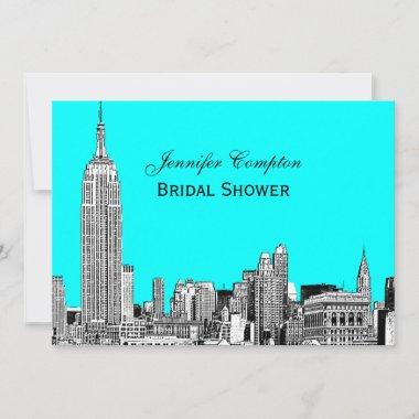NYC Skyline 01 Etched DIY BG Color Bridal Shower Invitations