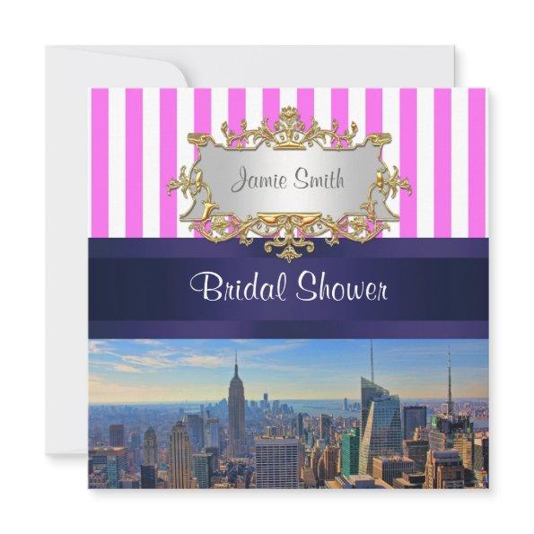 NYC Skyline B2 Pink White Stripe