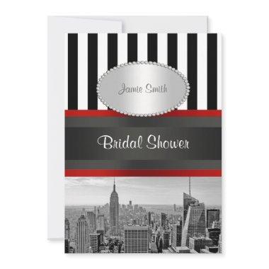 NYC Skyline BW Black White Stripe 2P