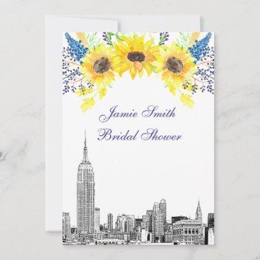 NYC Skyline ESB Etch Sunflower #2 Bridal Shower Invitations