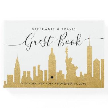 NYC Skyline Gold New York Destination Wedding Guest Book