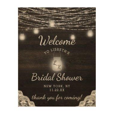 Oak Ridge Rustic Wood Bridal Shower Welcome Sign