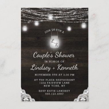 Oak Ridge Rustic Wood Couple's Wedding Shower Invitations