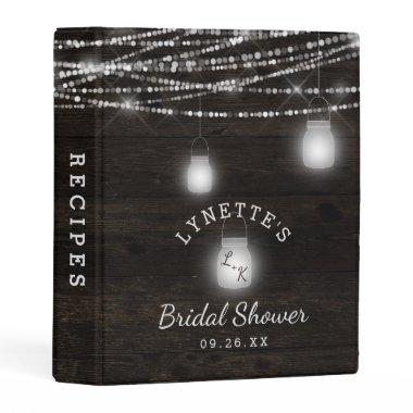 Oak Ridge Rustic Wood Lights Bridal Shower Recipe Mini Binder