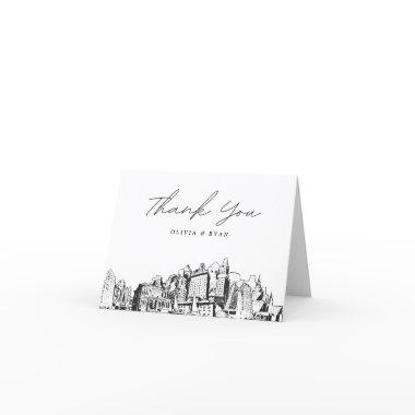 Oakland Skyline Sketch Blank Thank You