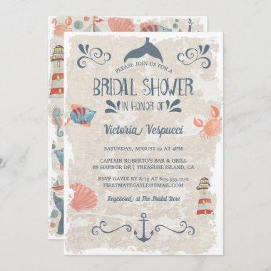 Ocean Adventure | Nautical Rustic Bridal Shower Invitations