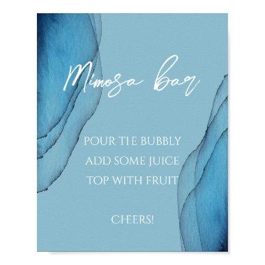 Ocean blue aquamarine watercolor Mimosa bar Poster