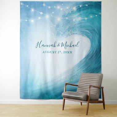 Ocean Elegant Beach Wedding Backdrop Tapestries