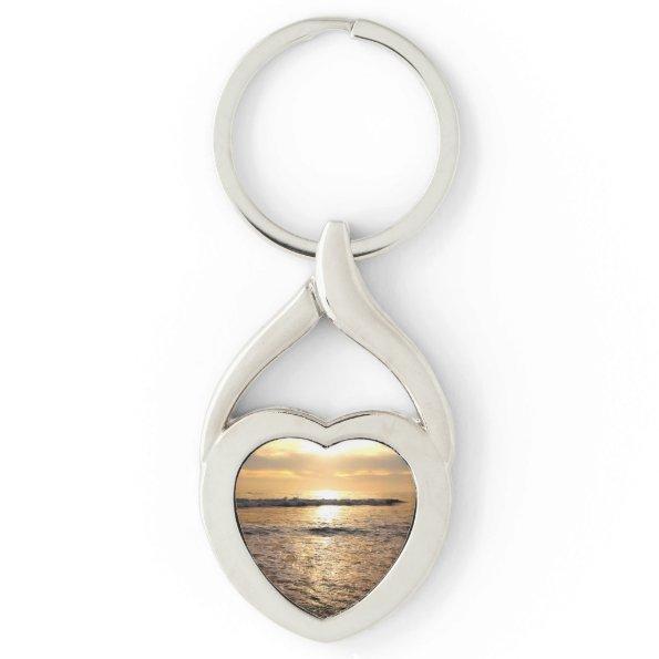 Ocean Photo Heart Keychain Customizable